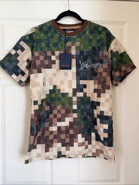 Premium Fashion Green Brown Tan Pixel Camo Short Sleeve Tee